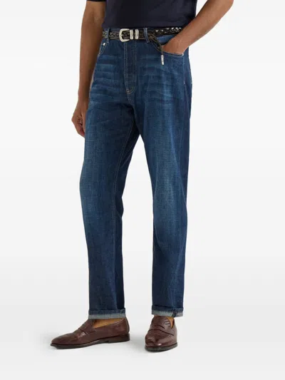 Brunello Cucinelli Relaxed-fit Denim Trousers With Rolled Cuffs In Blue