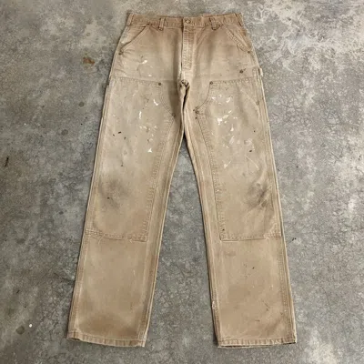 Pre-owned Carhartt Vintage  Double Knee Faded Splatter Painter Pants In Sand