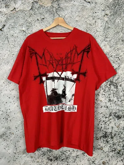 Pre-owned Band Tees Vintage Mayhem Deathcrush Black Metal Hardcore Band Tee In Red