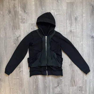 Pre-owned Rick Owens Slab Layered Bondage Hoodie In Black