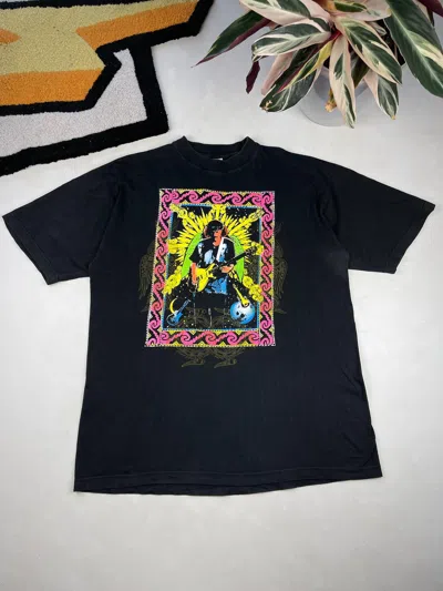 Pre-owned Band Tees Vintage 1990 Carlos Santana Angel World Tour T-shirt In Black