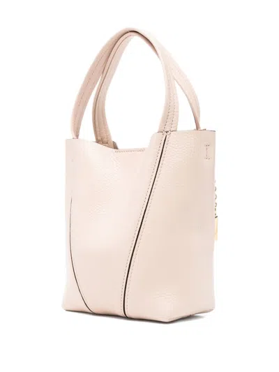 Chloé Pastel Pink Leather Small Spin Shopping Bag In Pink