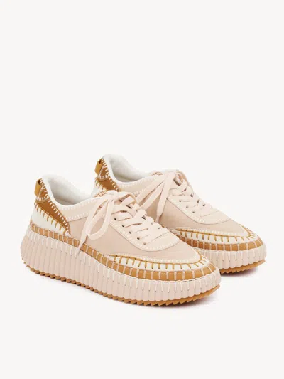 Chloé Low Top Sneakers Featuring Contrast Stitching And Textured Sole In Multi