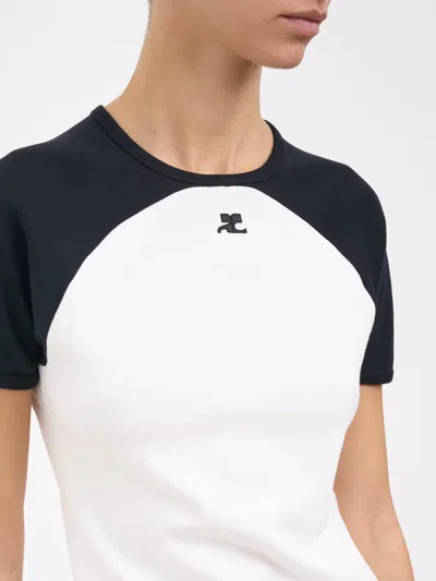 Courrèges Circle Contras T-shirt Woman Black And White In Multi