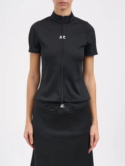 Courrèges Interlock Zipped Top In Black