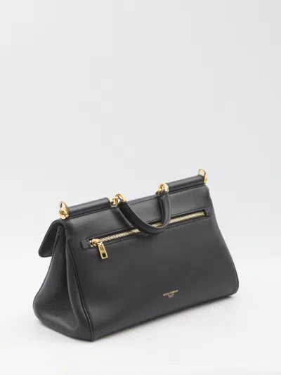Dolce & Gabbana My Sicily Leather Handbag In Black