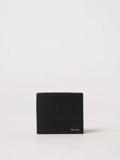 Paul Smith Textured Leather Bifold Wallet With Embossed Signature In Black