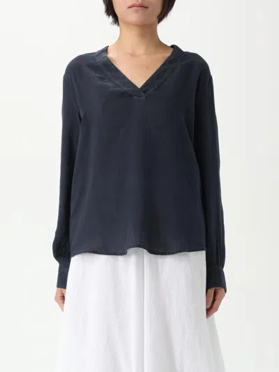 120% Lino Top  Woman Color Blue In Blue