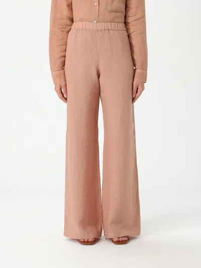 120% Lino Pants  Woman Color Pink In Brown