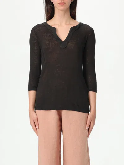 120% Lino T-shirt  Woman Color Black In Black