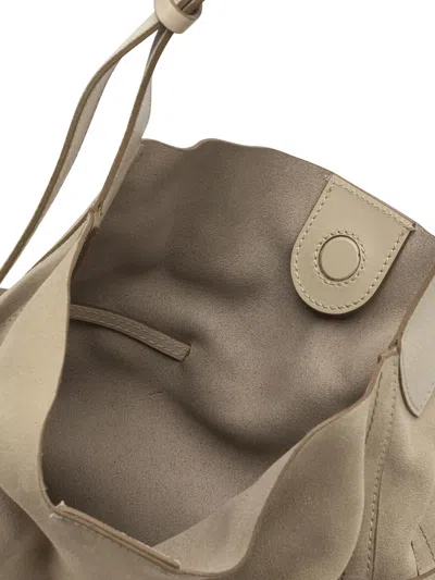 Gianni Chiarini Beige Suede Shoulder Bag In Neutral