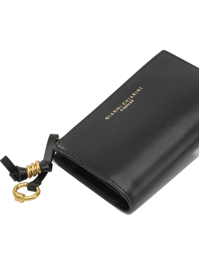 Gianni Chiarini Black Leather Wallet In Brown