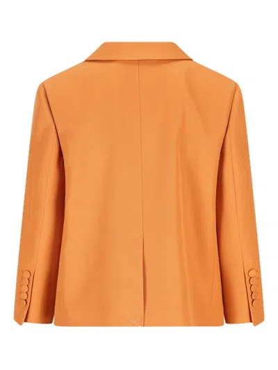 Fendi Wool Jacket Double Breasted Notch Lapels In Orange