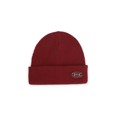 Gucci Bordeaux Horsebit Beanie Hat In Red