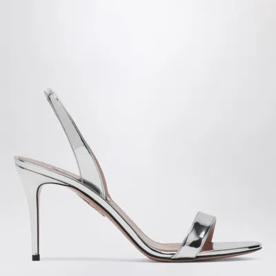 Aquazzura So Nude 85 Silver Sandals In Animal Print