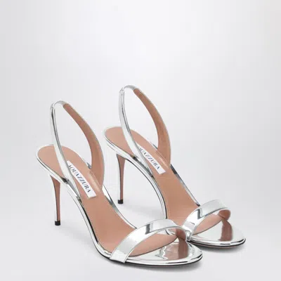 Aquazzura So Nude 85 Silver Sandals In Animal Print