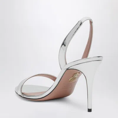 Aquazzura So Nude 85 Silver Sandals In Animal Print