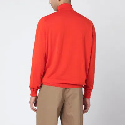 John Smedley Wool Turtleneck Sweater Long Sleeves In Red