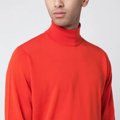 John Smedley Wool Turtleneck Sweater Long Sleeves In Red