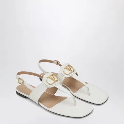 Valentino Vlogo Signature Thong Sandals Flat Sole In White