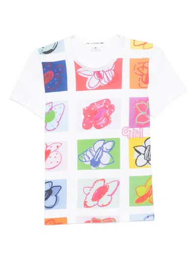 Comme Des Garcons Girl All-over Graphic Print T-shirt In White