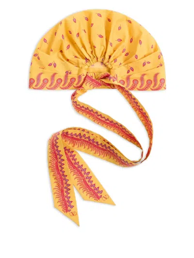 Valentino Garavani Escape Headband In Cotton And Silk Woman Multicolour Uni In Orange