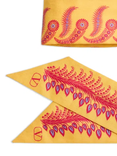 Valentino Garavani Escape Headband In Cotton And Silk Woman Multicolour Uni In Orange