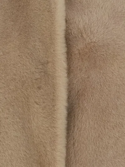 Yves Salomon Round-neckline Concealed-fastening Coat In Neutral