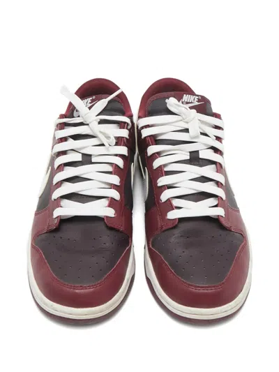 Pre-owned Nike Dunk Low Leather Sneakers In Red