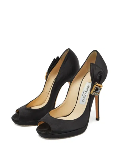 Pre-owned Jimmy Choo 125mm Leather Heeled Pumps In Black