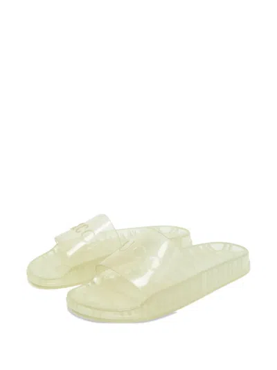 Pre-owned Gucci Logo-embossed Slides In White