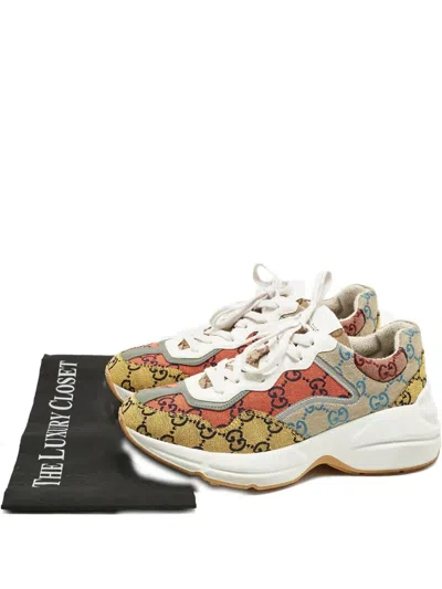 Pre-owned Gucci Rhyton Lace-up Fastening Sneakers In Neutral