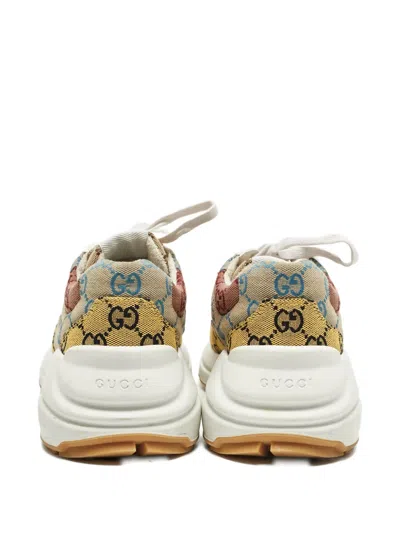 Pre-owned Gucci Rhyton Lace-up Fastening Sneakers In Neutral