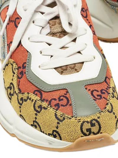 Pre-owned Gucci Rhyton Lace-up Fastening Sneakers In Neutral