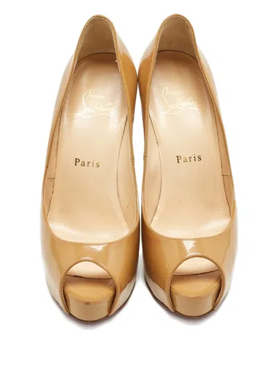 Pre-owned Christian Louboutin Peep-toe Pumps In Neutral