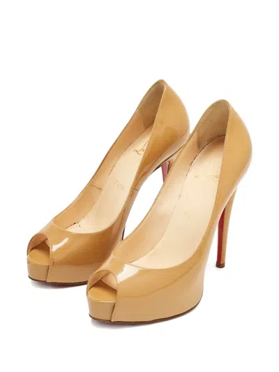 Pre-owned Christian Louboutin Peep-toe Pumps In Neutral