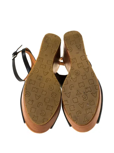 Pre-owned Marc By Marc Jacobs 110mm Peep-toe Wedge Sandals In Black