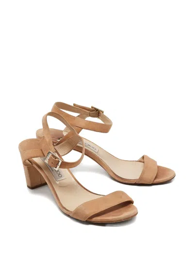 Pre-owned Jimmy Choo 70mm Leather Heeled Sandals In Neutral
