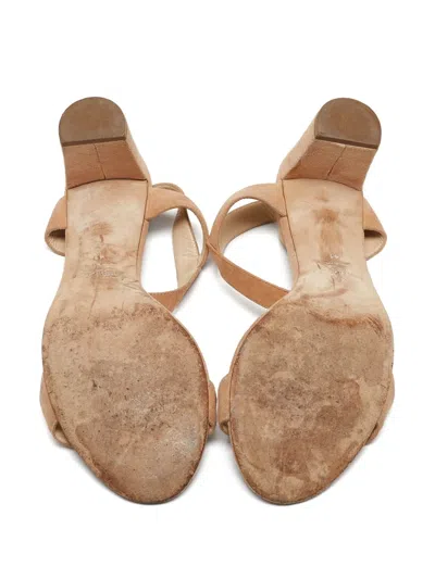 Pre-owned Jimmy Choo 70mm Leather Heeled Sandals In Neutral