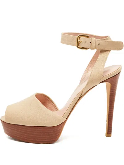 Pre-owned Stuart Weitzman 125mm Platform Sandals In Neutral