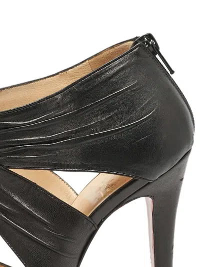 Pre-owned Christian Louboutin 115mm Bandra Leather Sandals In Black