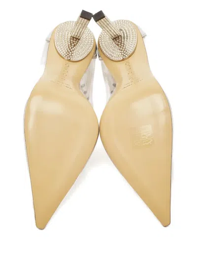 Pre-owned Mach&mach 95mm Crystal-embellished Pumps In Neutral