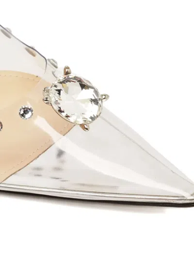 Pre-owned Mach&mach 95mm Crystal-embellished Pumps In Neutral