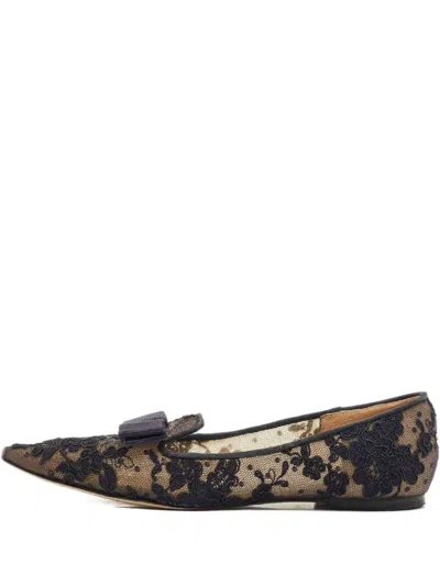 Pre-owned Jimmy Choo Gala Lace Bow Shoes In Black