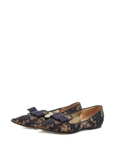 Pre-owned Jimmy Choo Gala Lace Bow Shoes In Black