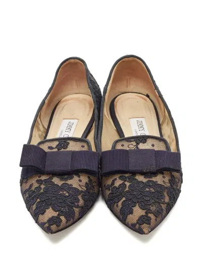 Pre-owned Jimmy Choo Gala Lace Bow Shoes In Black