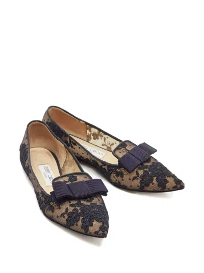Pre-owned Jimmy Choo Gala Lace Bow Shoes In Black