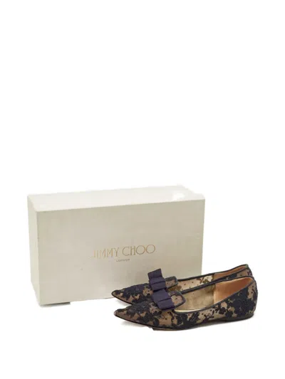 Pre-owned Jimmy Choo Gala Lace Bow Shoes In Black