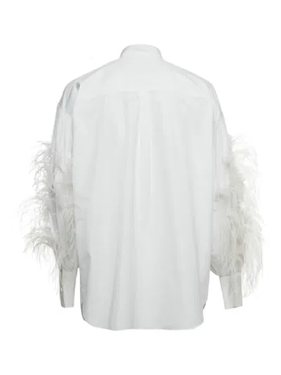 Pre-owned Valentino Ostrich Feather Oversized Shirt In White