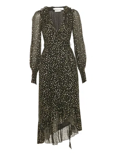 Pre-owned Zimmermann Coupé Wrap Dress In Black